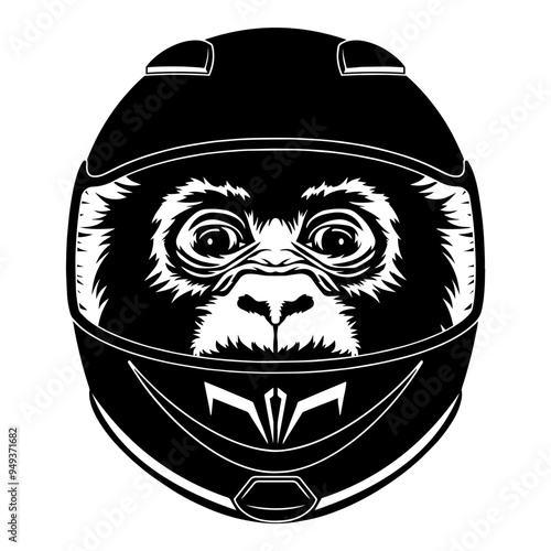 Baby Gorilla In Motorcycle Helmet