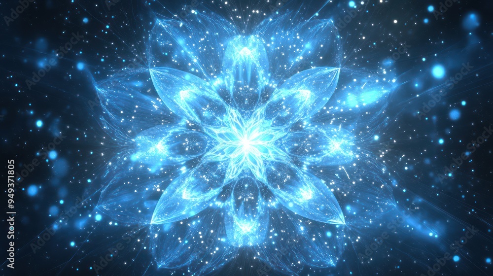 Abstract Blue Flower with Glowing Details Abstract Blue Flower with Glowing Details