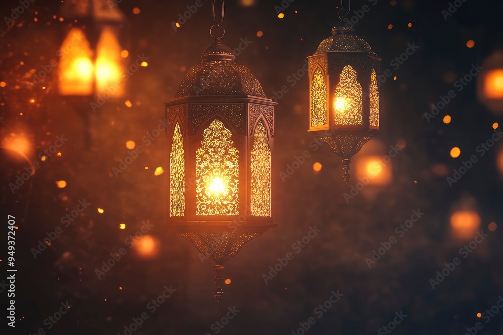 Ramadhan decorative with arabic lantern background. seamless looping time-lapse virtual 4K video animation background with generative ai Ramadhan decorative with arabic lantern background. seamless looping time-lapse virtual 4K video animation background with generative ai