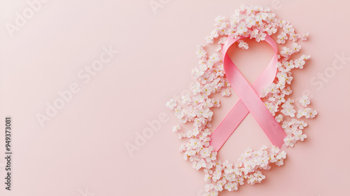 liston rosa de prevencion de la lucha contra el cancer de mama mujeres fuertes y luchadoras combatiendo la enfermedad photo