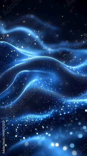 Abstract blue background with glowing particles, a mesmerizing visual of light and movement.