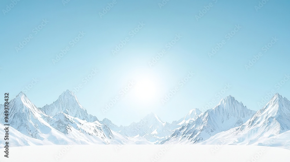 Snowy Mountain Range with Clear Blue Sky Snowy Mountain Range with Clear Blue Sky