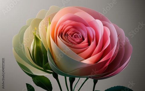 Animated Sequence of a Rose Blooming in Stages photo