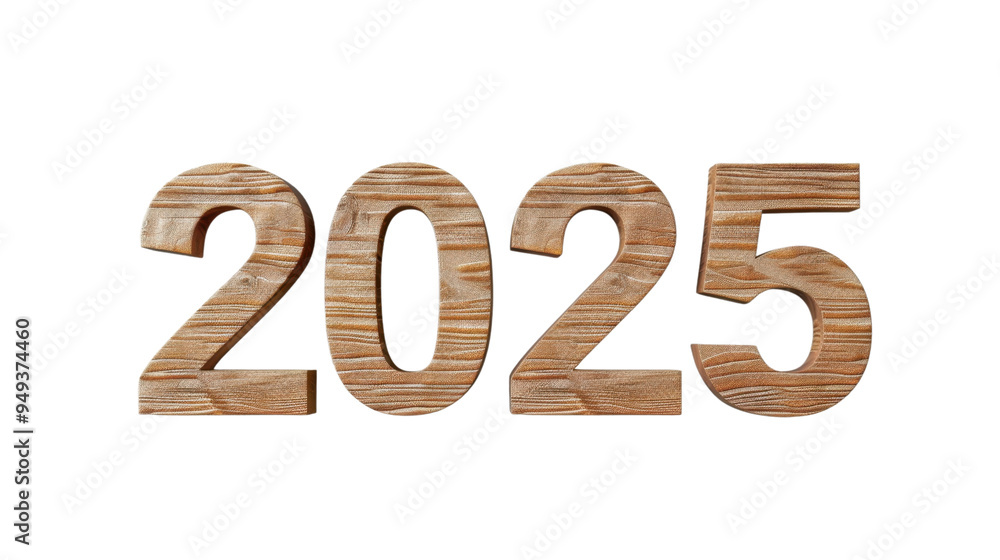 2025 Happy New Year 3d wooden number isolated on white background 2025 Happy New Year 3d wooden number isolated on white background