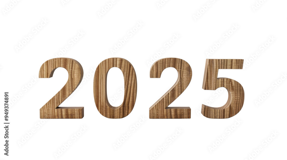2025 Happy New Year 3d wooden number isolated on white background 2025 Happy New Year 3d wooden number isolated on white background