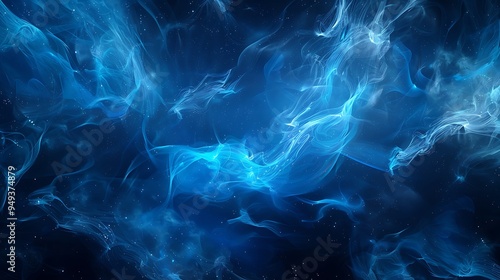 Immersive Blue Waves of Light Creating a Mystical Atmosphere in Digital Art