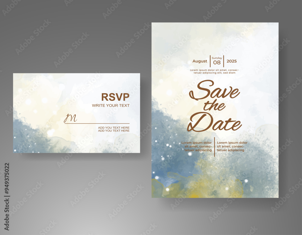 Wedding invitation with Abstract splashed watercolor background Wedding invitation with Abstract splashed watercolor background