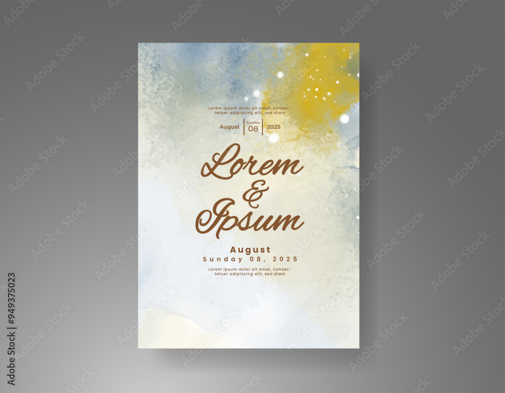 Wedding invitation with Abstract splashed watercolor background Wedding invitation with Abstract splashed watercolor background