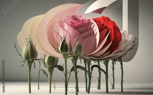 Animated Sequence of a Rose Blooming in Stages photo