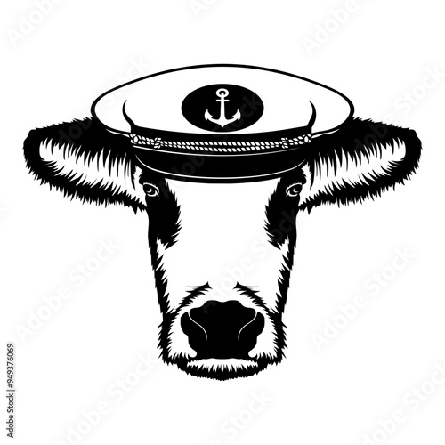 Cow In Captain Hat