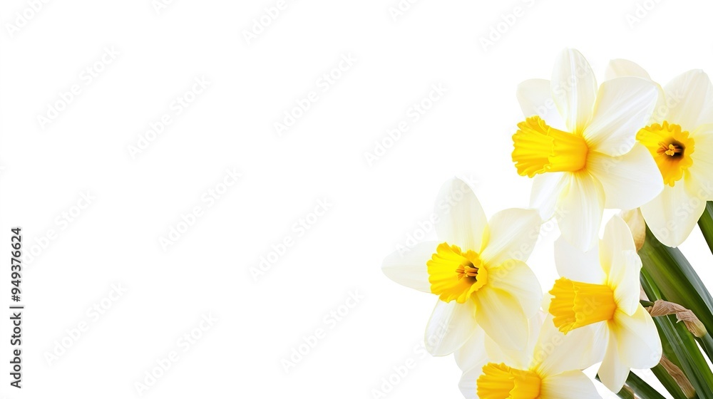 Charming Wedding Invitation Featuring Daffodils, with a Clean White Background and Space for Custom Text. The Design Highlights Fresh, Vibrant Daffodil Illustrations for a Bright and Joyful Wedding Th Charming Wedding Invitation Featuring Daffodils, with a Clean White Background and Space for Custom Text. The Design Highlights Fresh, Vibrant Daffodil Illustrations for a Bright and Joyful Wedding Th