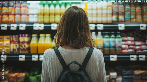 Woman shopping for food in a supermarket