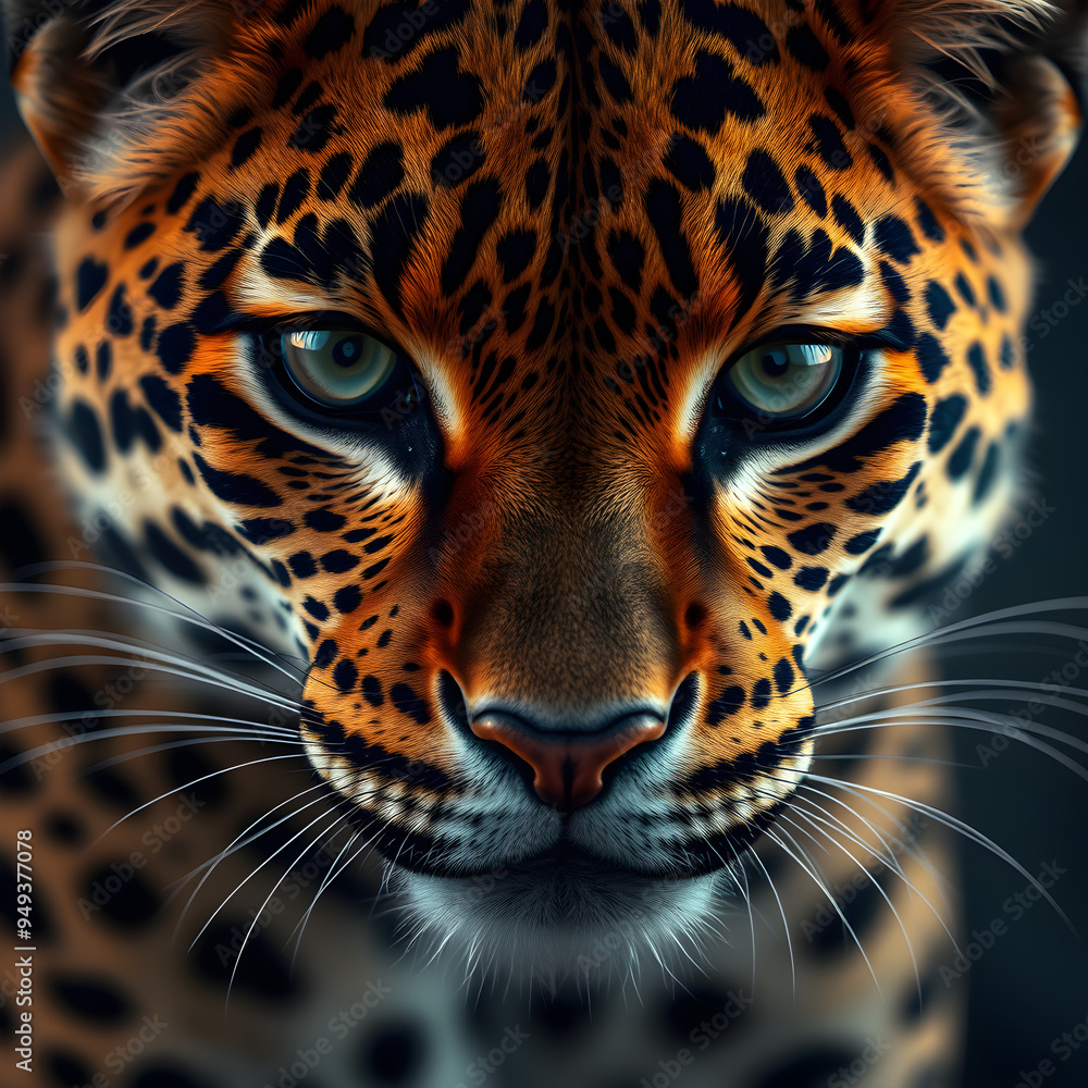 Fototapeta premium Close-up of a leopard's skin and eyes.