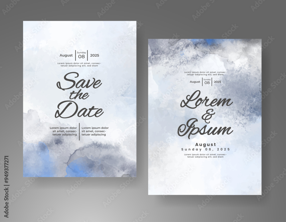 Wedding invitation with Abstract splashed watercolor background Wedding invitation with Abstract splashed watercolor background