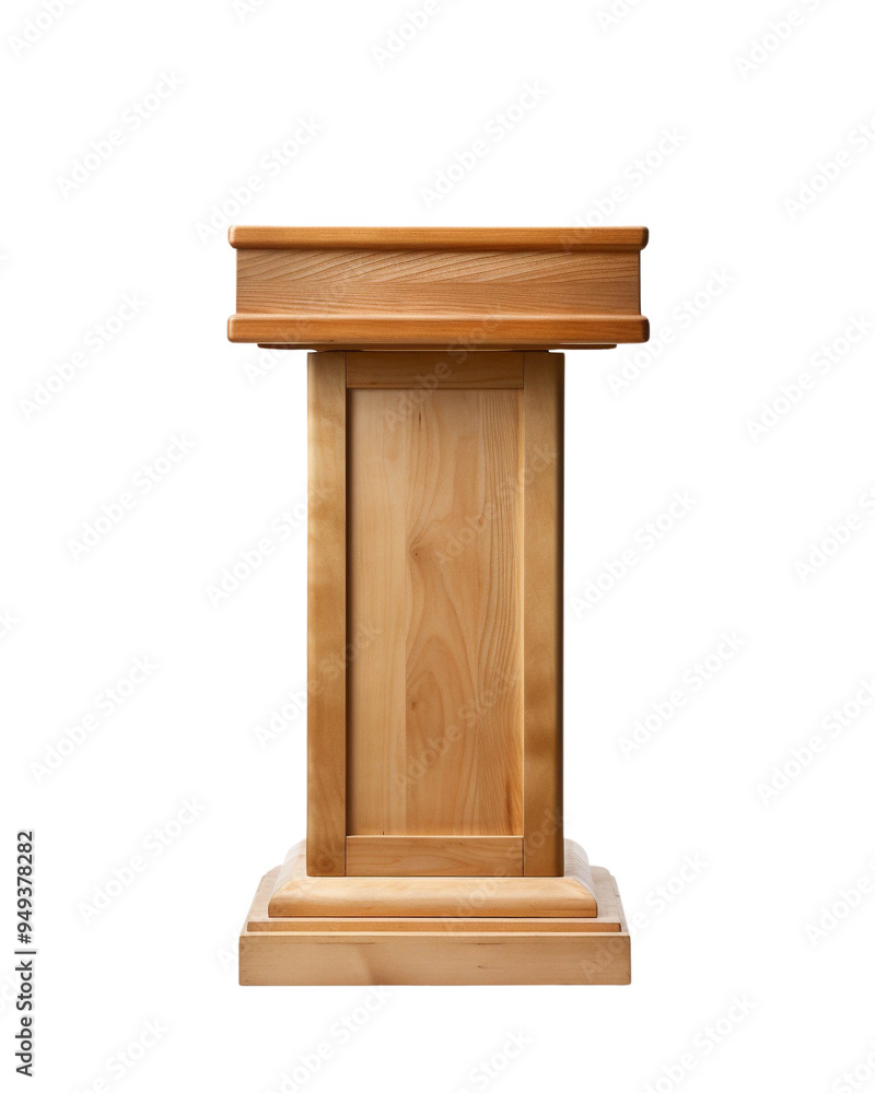 Elegant wooden podium with a simple and classic design, ideal for speeches and presentations. Elegant wooden podium with a simple and classic design, ideal for speeches and presentations.
