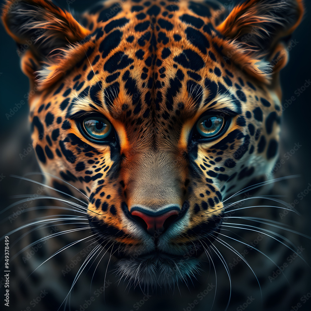 Obraz premium Close-up of a leopard's skin and eyes.
