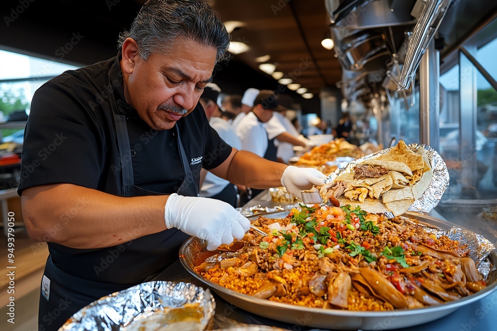 National Hispanic Heritage Month with a cooking demonstration, depicted ...