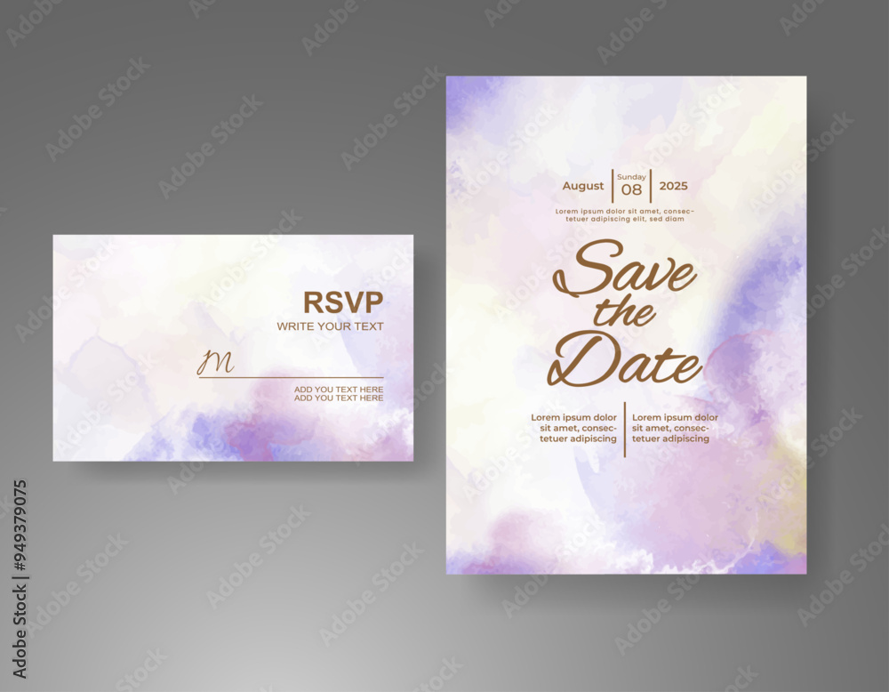 Wedding invitation with Abstract splashed watercolor background Wedding invitation with Abstract splashed watercolor background