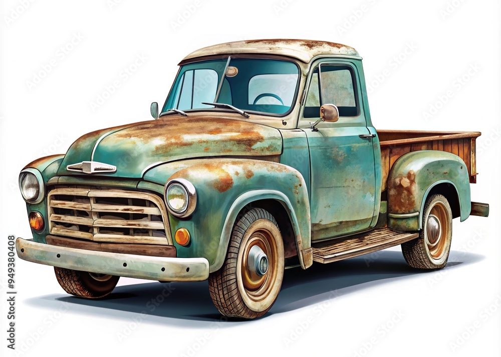 weathered car pickup trucks distressed illustration for rustic vibe weathered car pickup trucks distressed illustration for rustic vibe