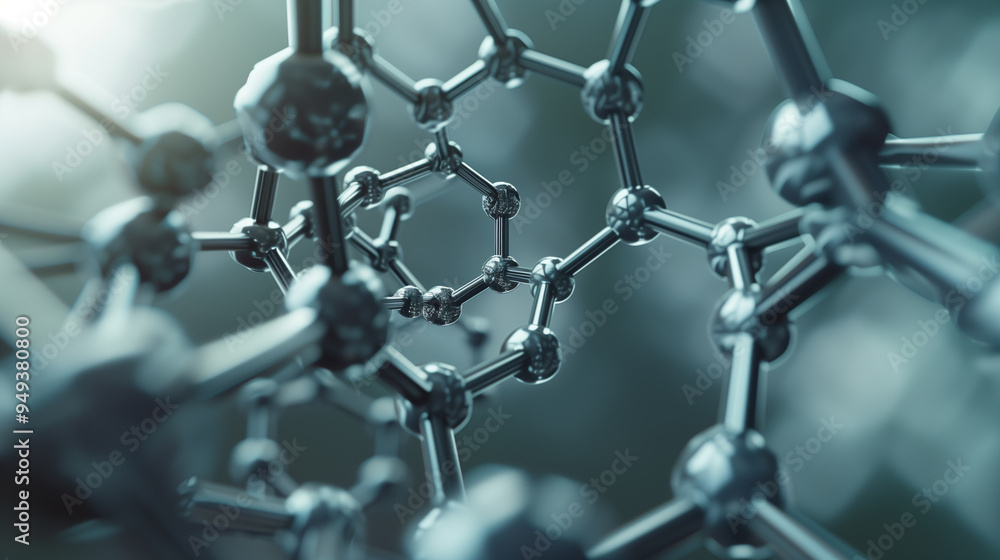 Generate a highly detailed 3D model of a molecular structure resembling ...