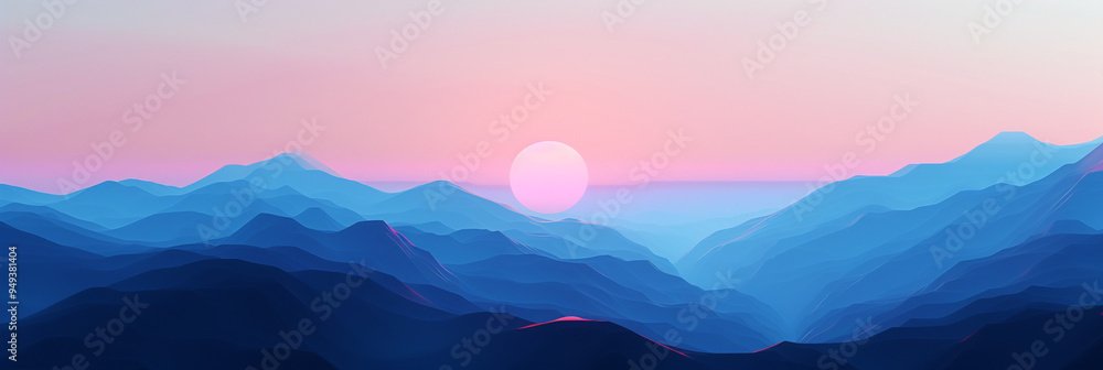 Abstract Mountain Landscape at Sunset Abstract Mountain Landscape at Sunset