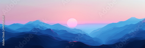 Abstract Mountain Landscape at Sunset