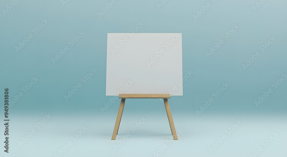 A Blank White Board on an Easel in Front of a Light Blue Background
A Blank White Board on an Easel in Front of a Light Blue Background
