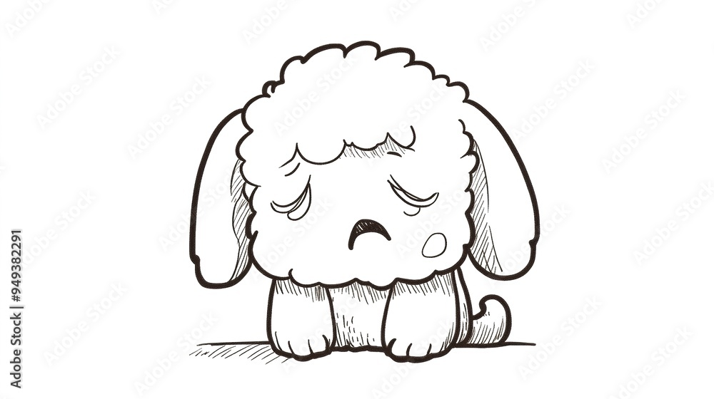 Adorable Doodle of a Fluffy Puppy with a Sad Expression, Designed as WhatsApp Sticker Art. The Image Features a Soft, Hand-Drawn Style Perfect for Expressing Emotions in Chats Adorable Doodle of a Fluffy Puppy with a Sad Expression, Designed as WhatsApp Sticker Art. The Image Features a Soft, Hand-Drawn Style Perfect for Expressing Emotions in Chats