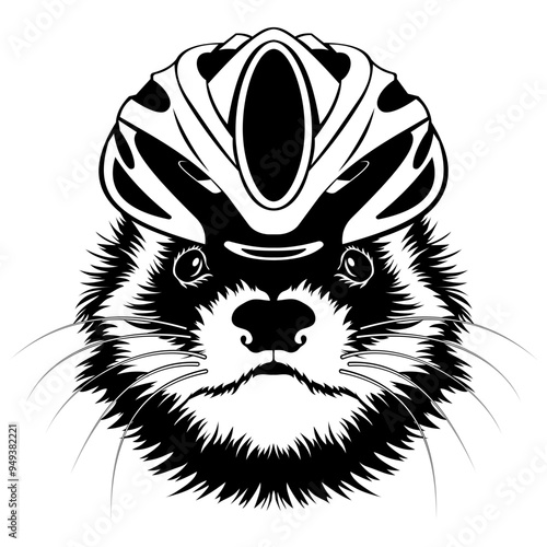 Ferret In Bike Helmet