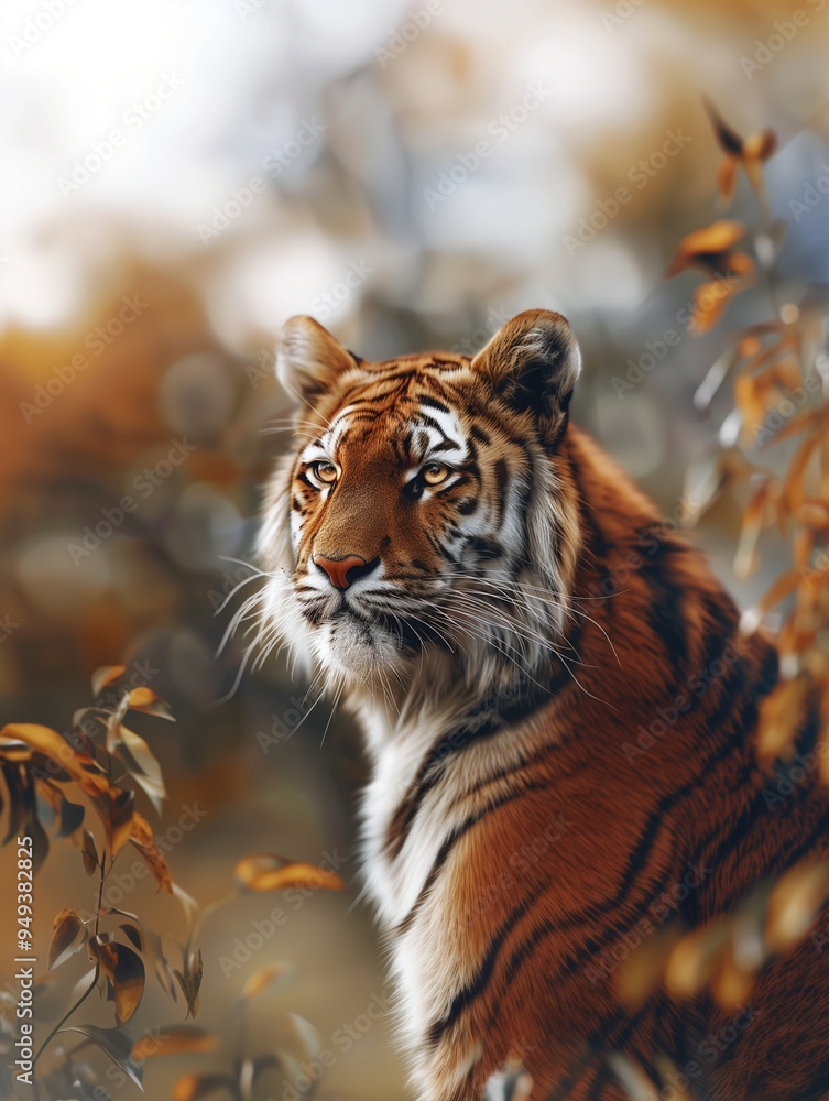 Obraz premium Siberian Tiger, Panthera tigris altaica, Amur Tiger Close Up Portrait in Wildlife