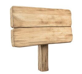 Empty wood sign board isolated on transparent background