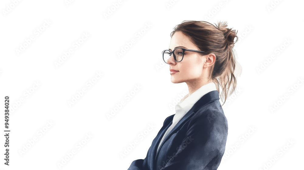 Confident Businesswoman with Glasses Looking Away Confident Businesswoman with Glasses Looking Away