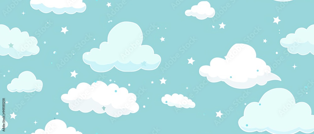 A pastel baby blue background with whimsical cloud designs A pastel baby blue background with whimsical cloud designs