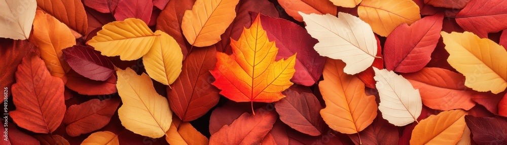 Vibrant Leaf in a Sea of Uniformity - Standing Out in Nature Illustration with Copy Space Vibrant Leaf in a Sea of Uniformity - Standing Out in Nature Illustration with Copy Space
