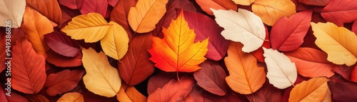 Wallpaper Mural Vibrant Leaf in a Sea of Uniformity - Standing Out in Nature Illustration with Copy Space Torontodigital.ca