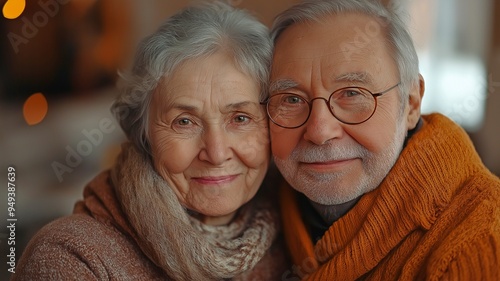 An image of a joyful elderly Caucasian couple, their spouses, grandparents, and the camera