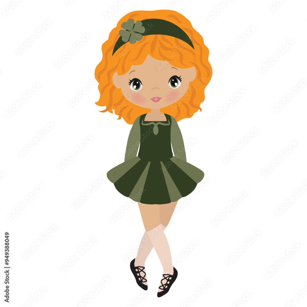 Cute Irish dancer girl vector cartoon illustration Cute Irish dancer girl vector cartoon illustration