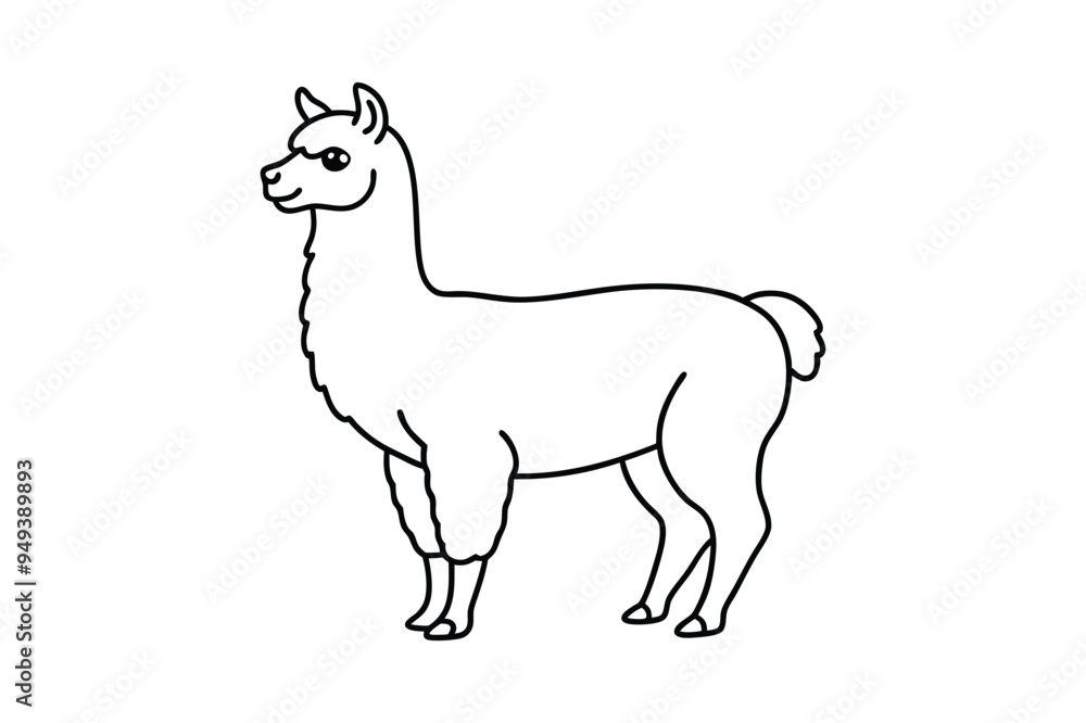 Fototapeta premium Alpaca image line art vector