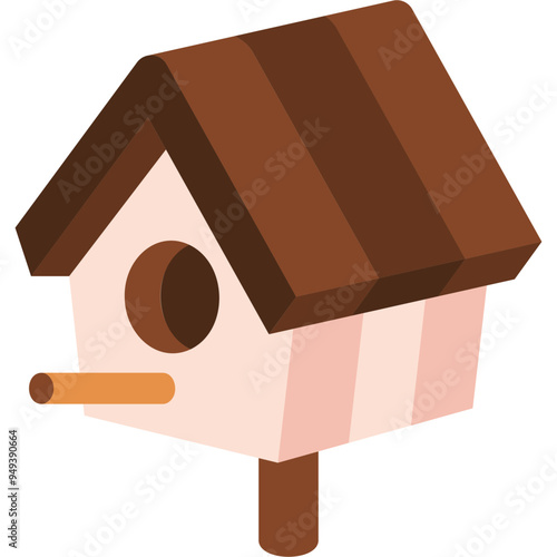 Spring Birdhouse Illustration