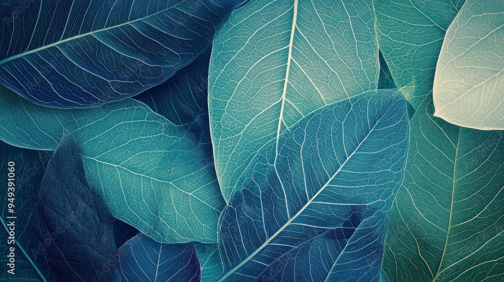 Obraz premium Blue Leaves, Organic Texture Background