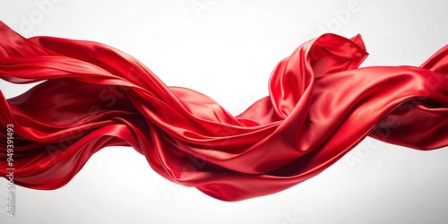 Silk scarf flowing in the wind, red satin cloth on background, silk, scarf, flying