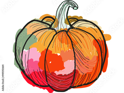abstract Hand drawn painting Pumpkin