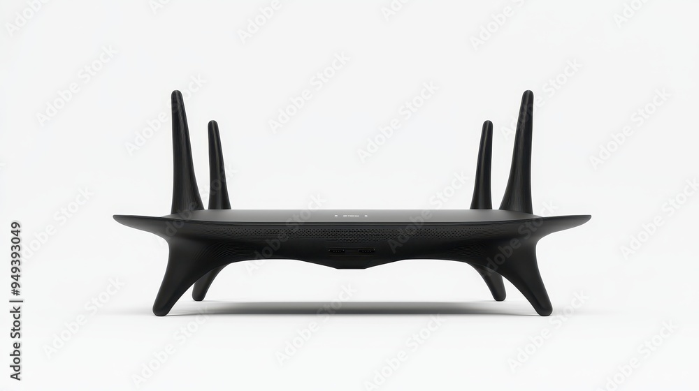 Modern Black Wireless Router with Antennas Modern Black Wireless Router with Antennas