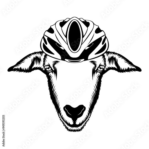Goat In Bike Helmet