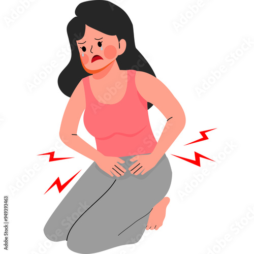 Woman with abdominal pain vector