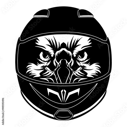 Hawk In Motorcycle Helmet