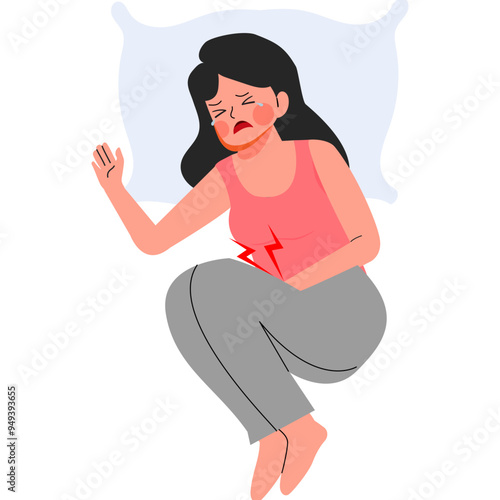 Woman with abdominal pain vector