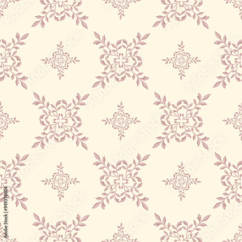 Beautiful damask pattern. Royal Leaf pattern. Seamless wallpaper with a damask pattern. Vector illustration.