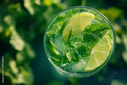 Refreshing Mojito Cocktail with Lime and Mint.