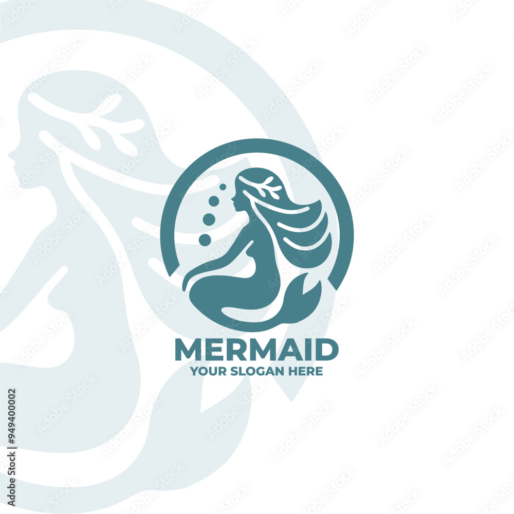 Fototapeta premium Minimalistic mermaid logo Flat Design